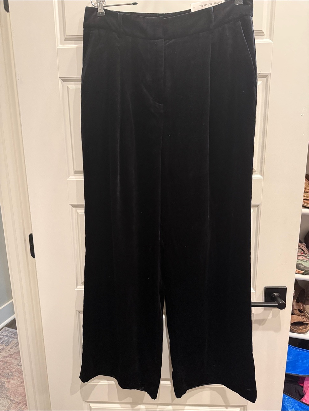 LOFT Black Velvet Wide-Leg Pants